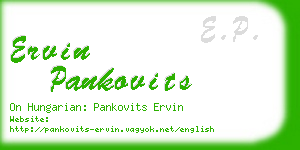 ervin pankovits business card